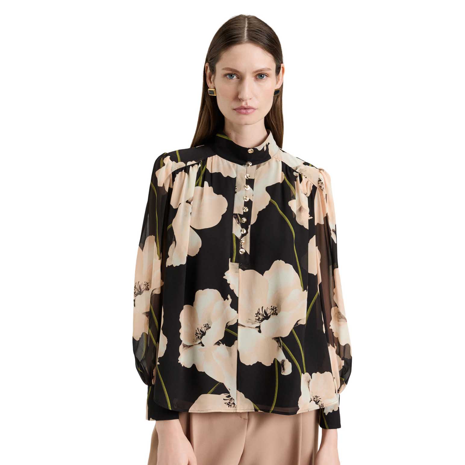 Veronika Maine Blush Poppy Georgette Blouse